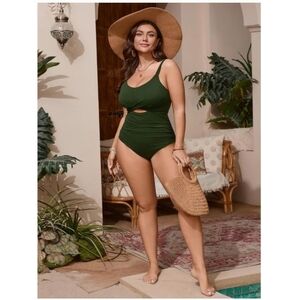 CICIDUDU - 1X Elegant Army Green One Piece Swimsuit